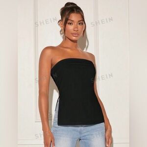 SHEIN Black Split Hem Tube Top Size 4